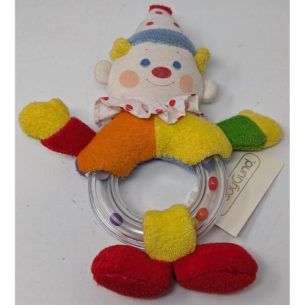 Vintage Baby Gund Clown Plush Rattle Terry Cloth Ring Y2K 90s 1990s NEW W/ TAGS